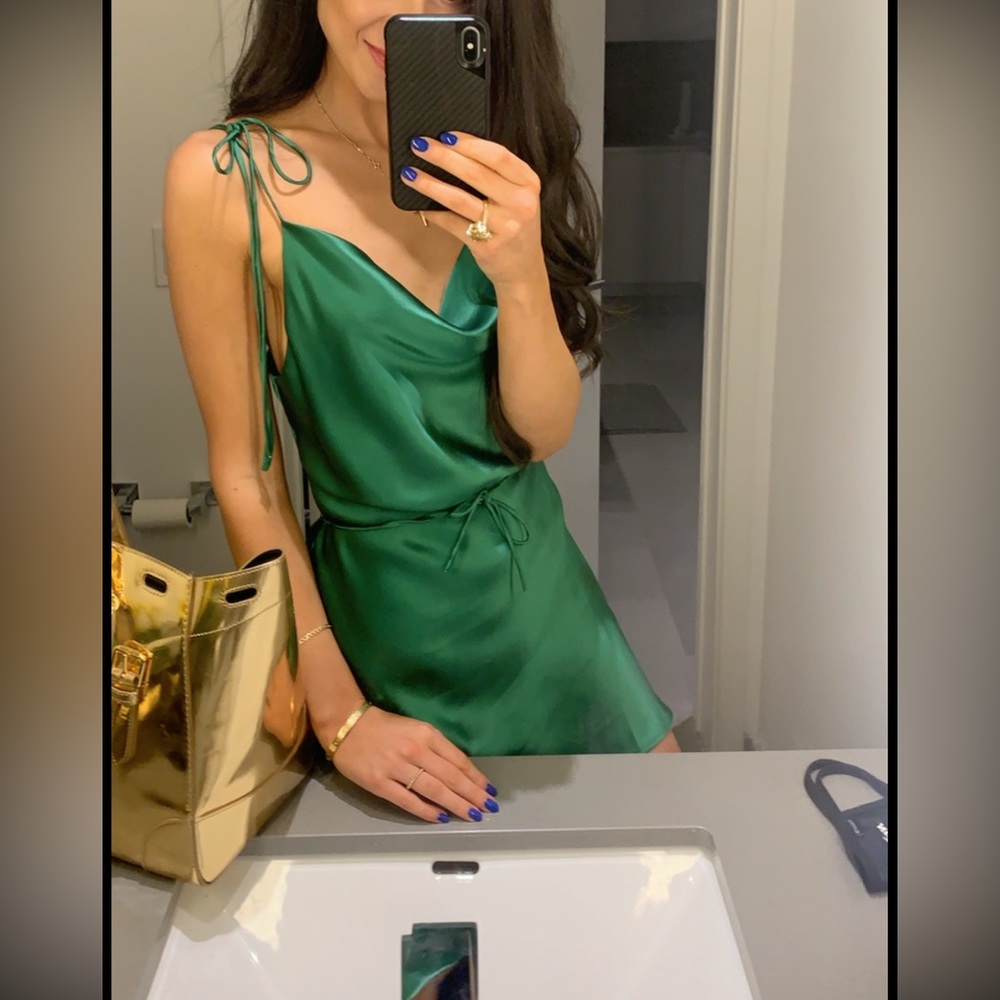 Green silk dress lottie silk slip dress